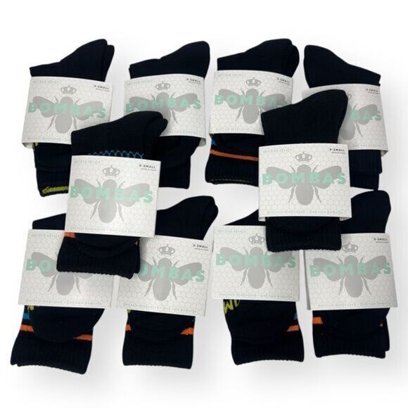 Bombas Other - BOMBAS Kids Crew Black Socks‎ 10 Pair Size XSmall